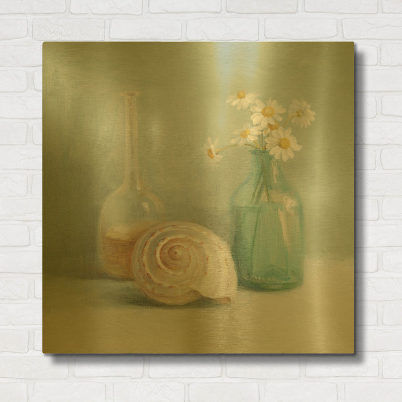 «Chamomile Spa» par Danhui Nai, art mural en métal doré, 12 po x 12 po, 36 po x 36 po