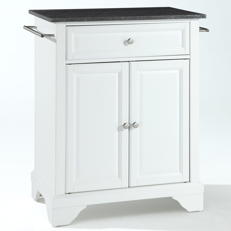 Hedon Granite Top Kitchen Cart, White