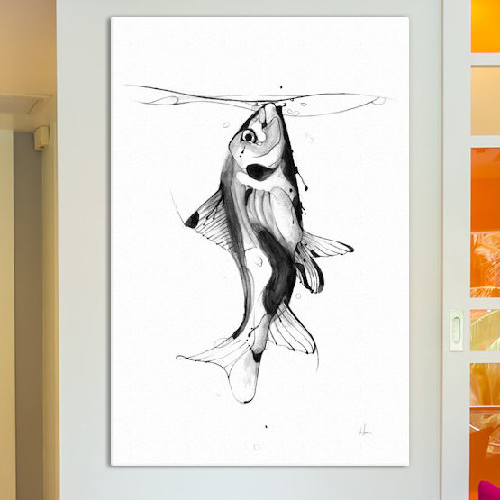 " Fish Fuel " by Alexis Marcou, 12" H x 8" W x 0.75" D, No Mat, Wrapped Canvas