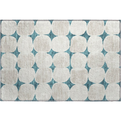 Premium Machine Washable Prisco Teal Rug