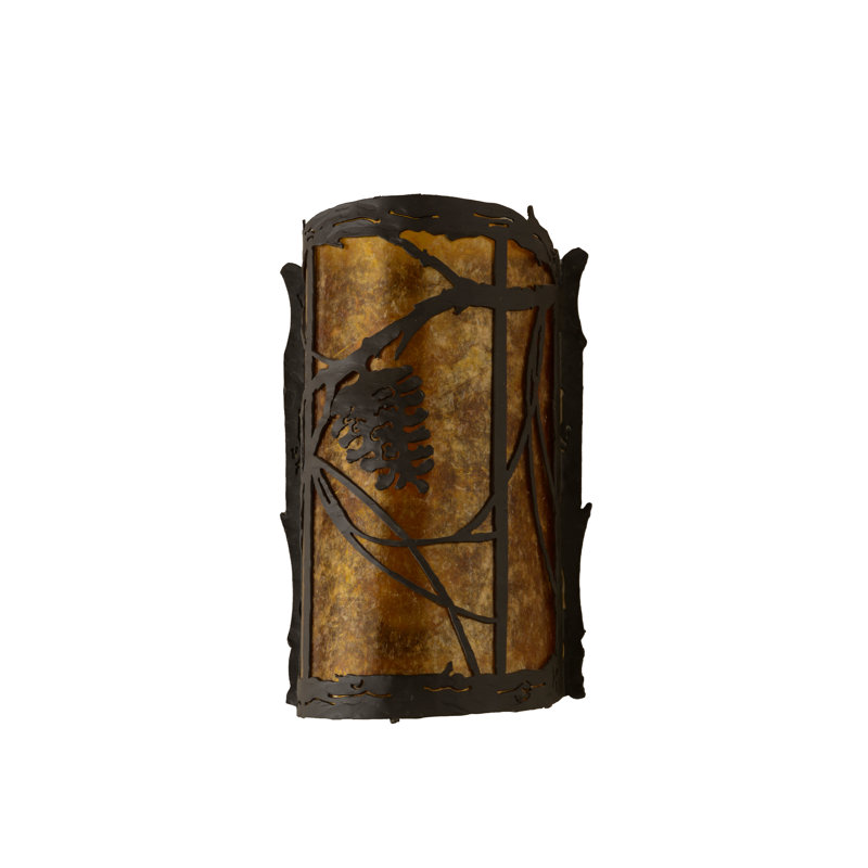 Rustic Lodge Flush Mounted Sconce, 13" H x 8" W x 5" D, Oil Rubbed Bronze