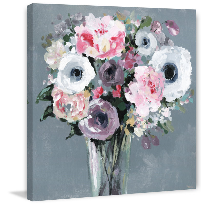 Classic Flower Arrangement by Parvez Taj - Wrapped Canvas Painting, 20 cm H x 20 cm W