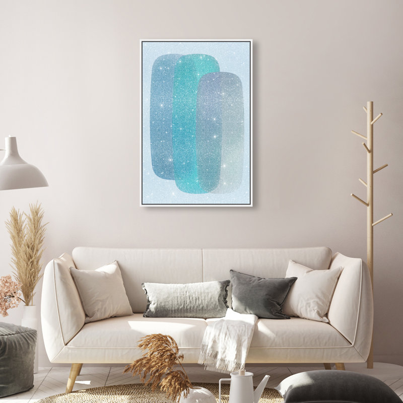 Teal Gradients Print by Oliver Gal, 16"H x 11"W, White Floater Frame
