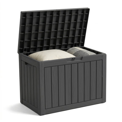 Outdoor Storage Box, 50 Gallon Waterproof Deck Box [Upgraded 3.0], Snap-Together Storage Bin for Chair Cushions, Porch Throw Pillows, Lockable Small Coffee Table Ottoman, Patio Garden, Black