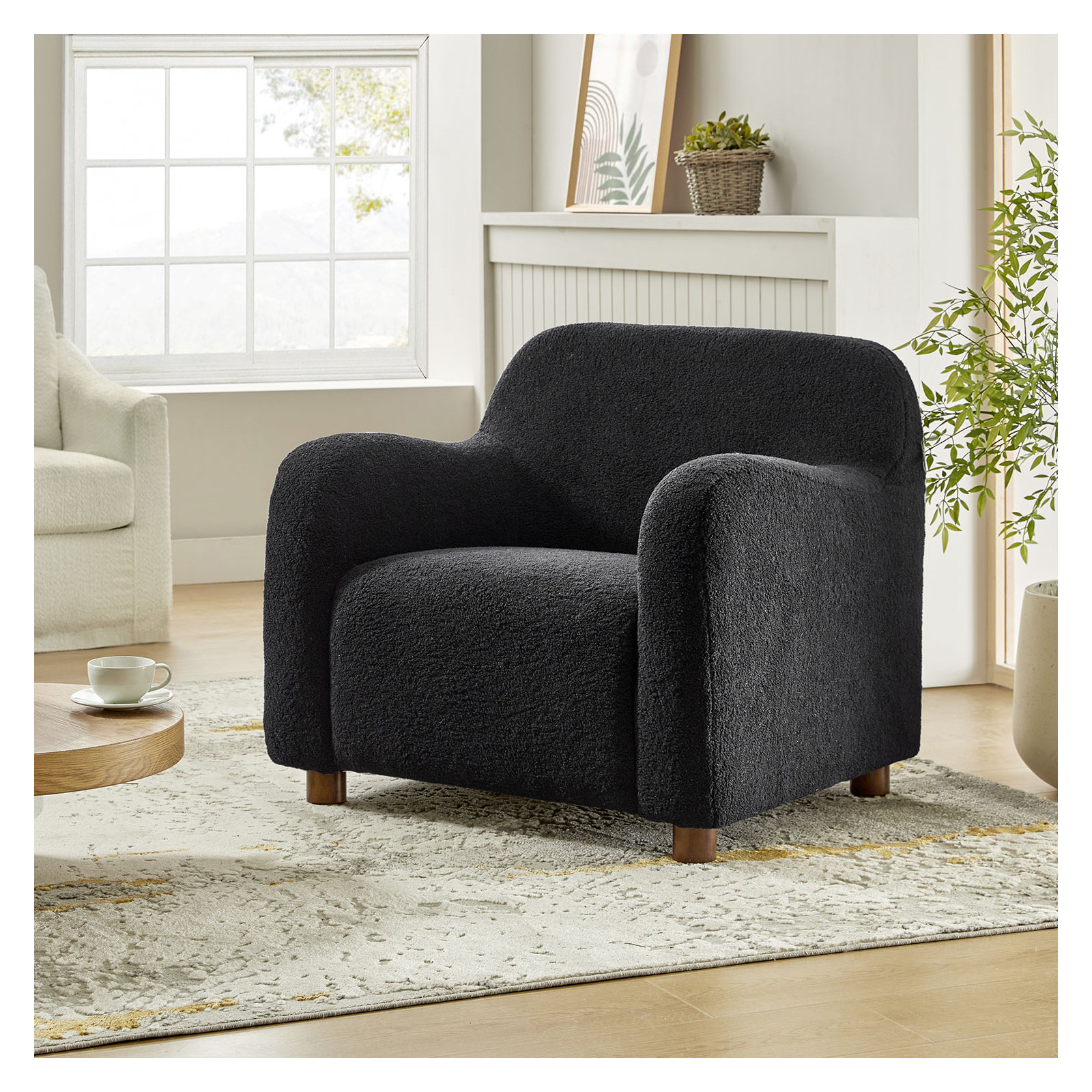 Berken Boucle Armchair, Onyx