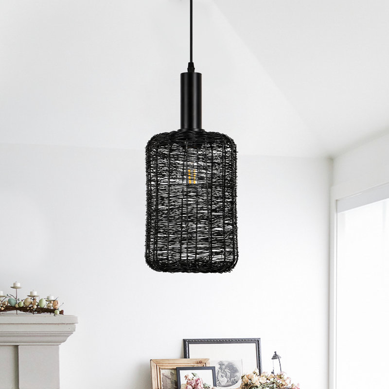 Luminaire suspendu 1 lumière avec abat-jour pour îlot de cuisine, salle à manger et chambre à coucher