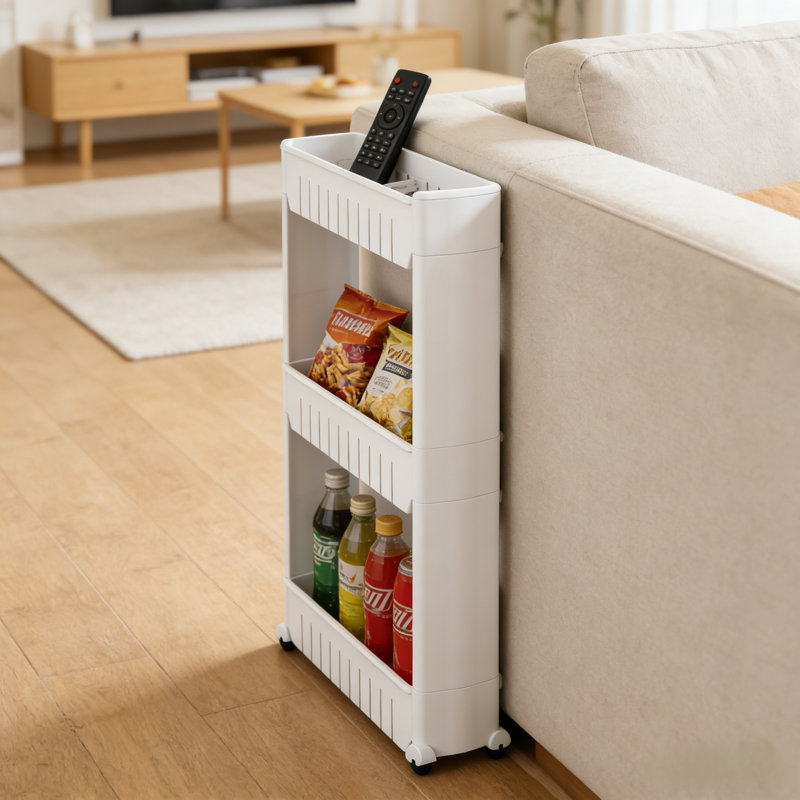 Armoire de rangement à roulettes étroites à 3 couches convenant aux espaces de rangement en plastique dans la cuisine / salle de bain / chambre à coucher