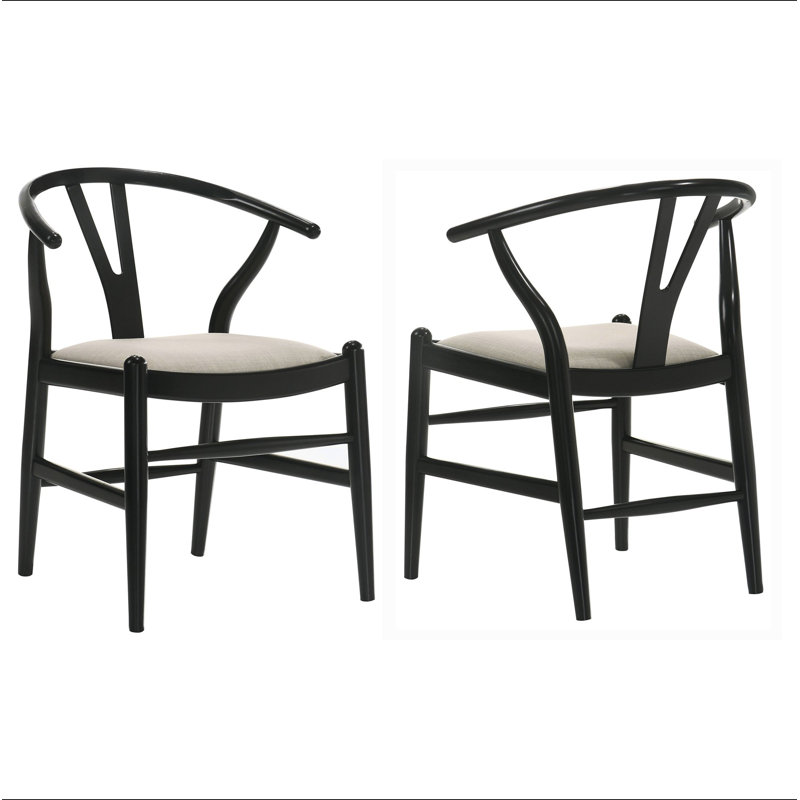 Ensemble de 2 chaises d'appoint en bois noir Camerota, Beige