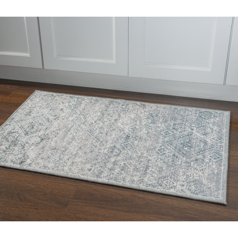Emanuel Modern Machine Woven Flatweave Gray and Thistle Area Rug with Non Skid Backing , Rectangle 2'2" x 3'2"