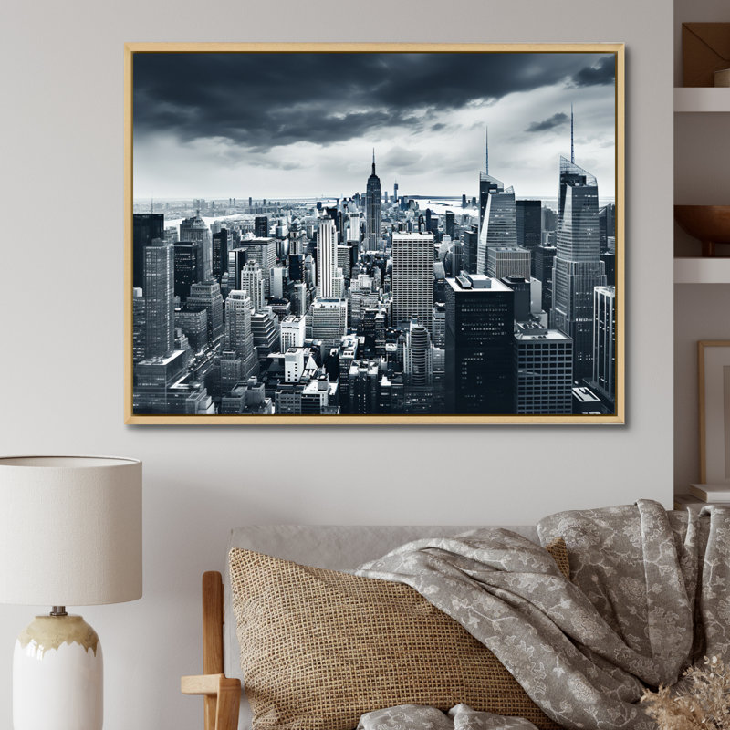 «Skyscrapers Urban Elegance I», reproduction sur toile, H 34 po x l 44 po x P 1,5 po, Cadre naturel flottant