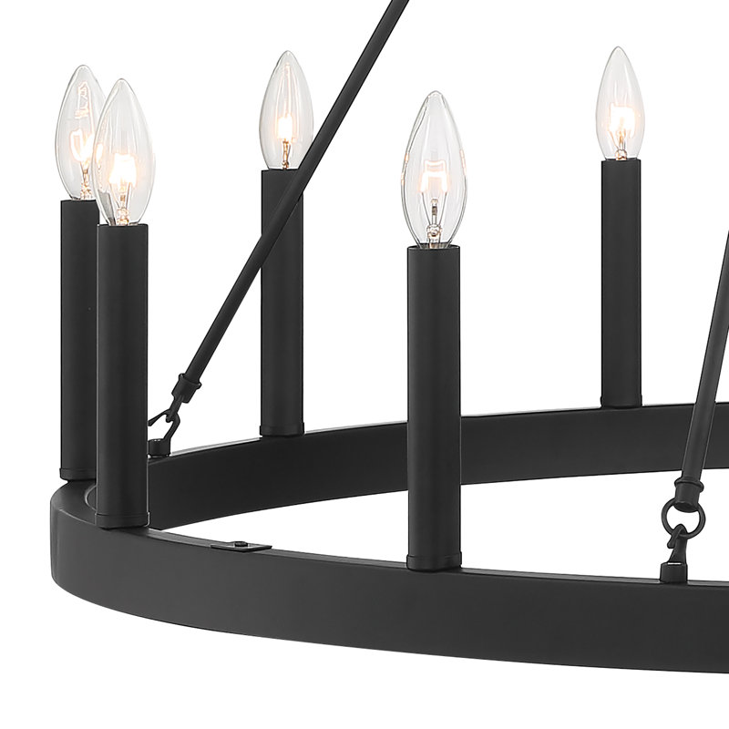 Madalyn 12-Light Chandelier, Crackle White/Classic Black