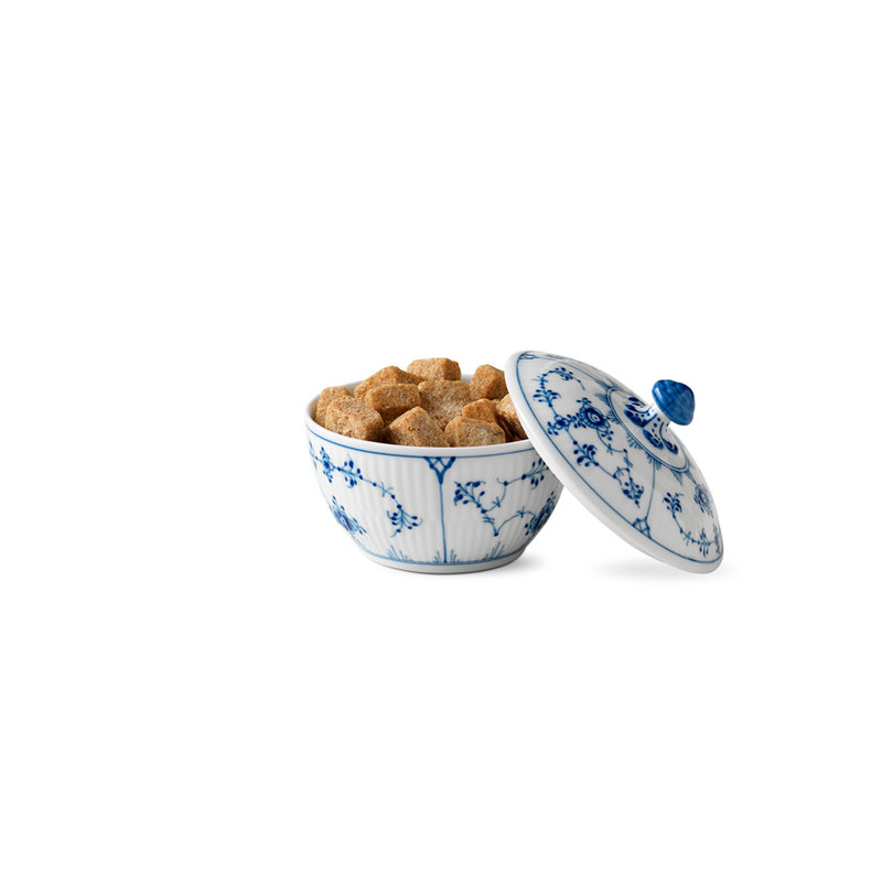Royal Copenhagen Blue Fluted Plain 5.25 oz. Sugar Bowl with Lid