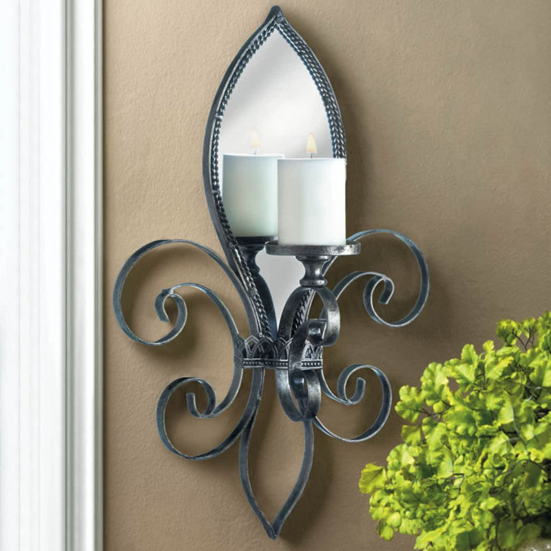 FLEUR-DE-LIS MIRRORED WALL SCONCE