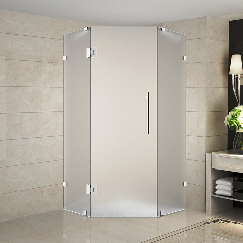 Neoscape 42" x 72" Neo Angle Hinged Shower Enclosure, Chrome, Frosted