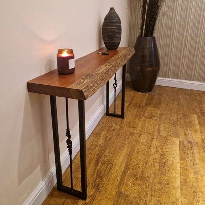 Console rectangulaire en bois massif noyer