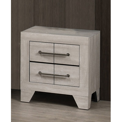 Deegan Classic 2 Drawer Nightstand In Rustic Grey Oak
