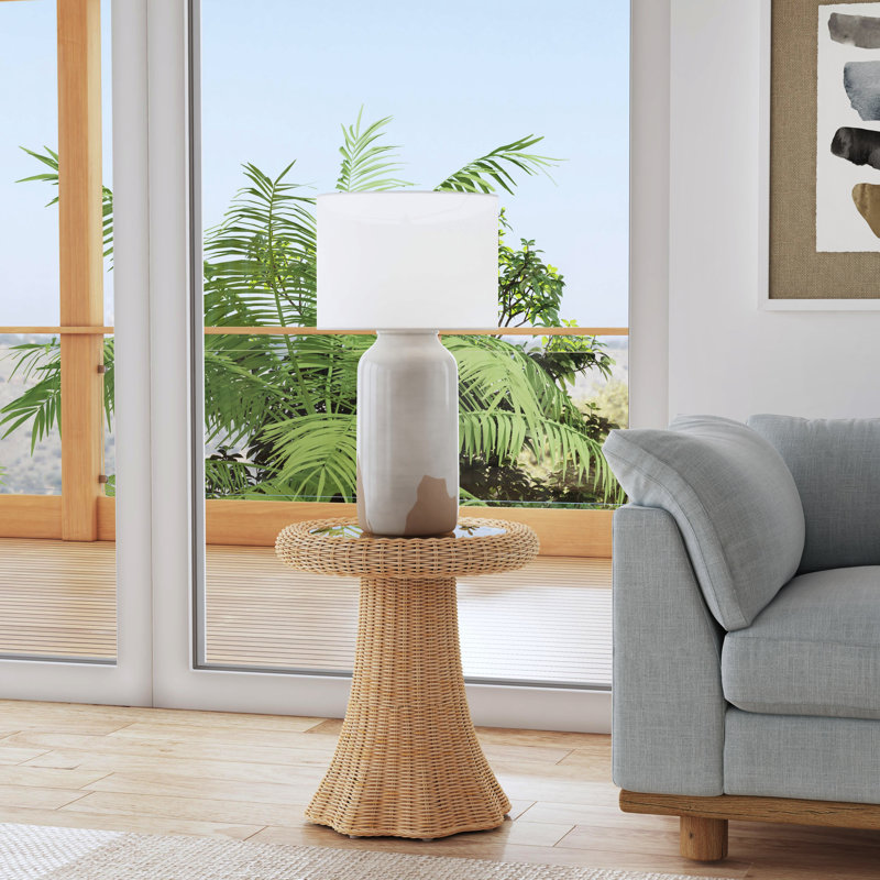 Flora Rattan Scalloped End Table