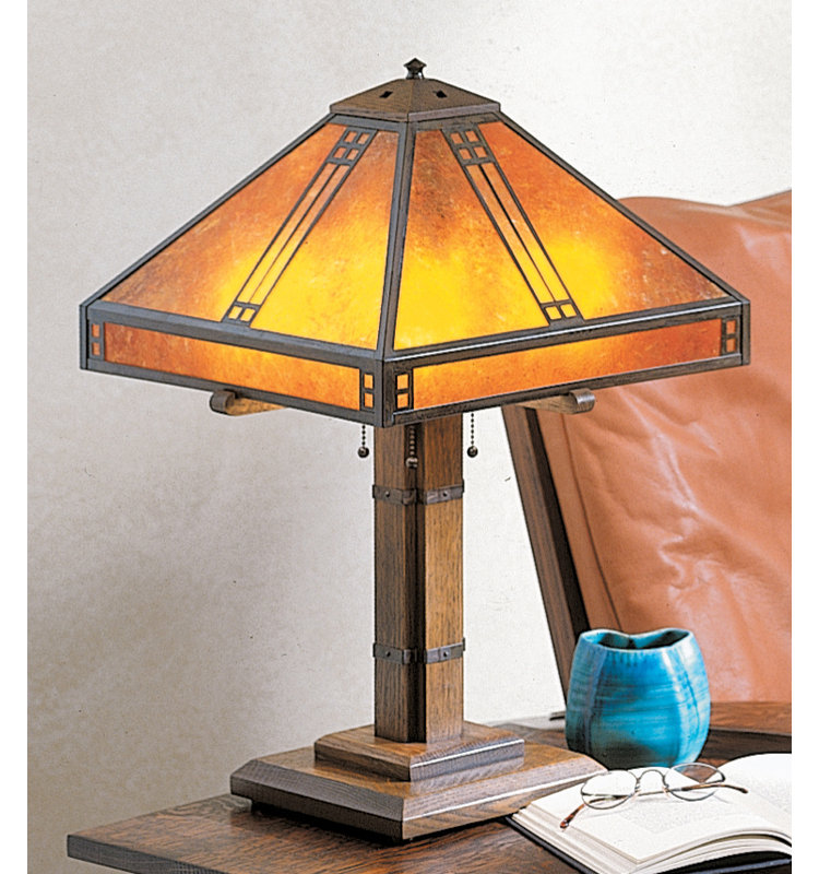 Prairie Table Lamp, 23.13" H x 15.88" W, Bronze, Amber Mica