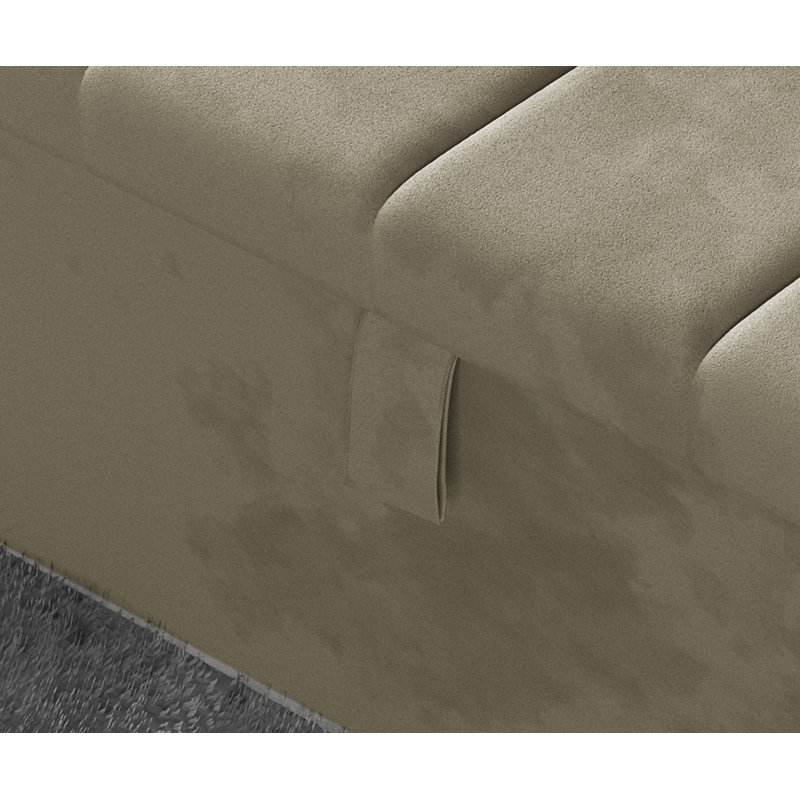 Alakay 102cm Wide Rectangle Striped Ottoman Storage Box with Hydrolic Arm, Plush Coffee