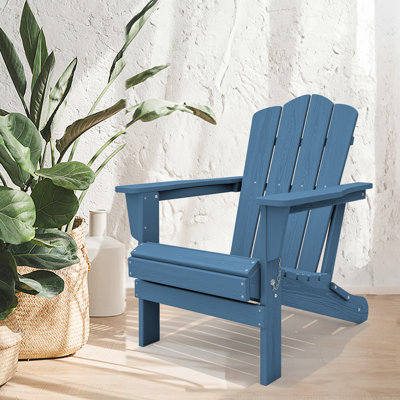 Adirondack Chair with Cup Holder All-Weather Reclining Chair for Patio Deck Backyard and Poolside