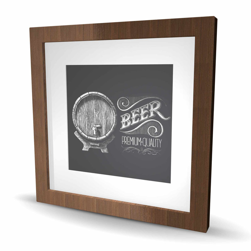 Ancienne enseigne de bière - reproduction encadrée mat blanc rustique pour la décoration