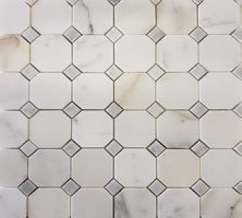 2" x 2" Marble Octagon and Dot Mosaic Wall & Floor Tile