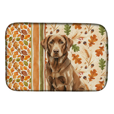 Chocolate Labrador Retriever Heirloom Fall Dish Drying Mat