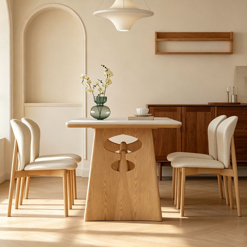 Table en bois massif et pierre frittée, H 29,5 po x l 63 po x P 31,5 po