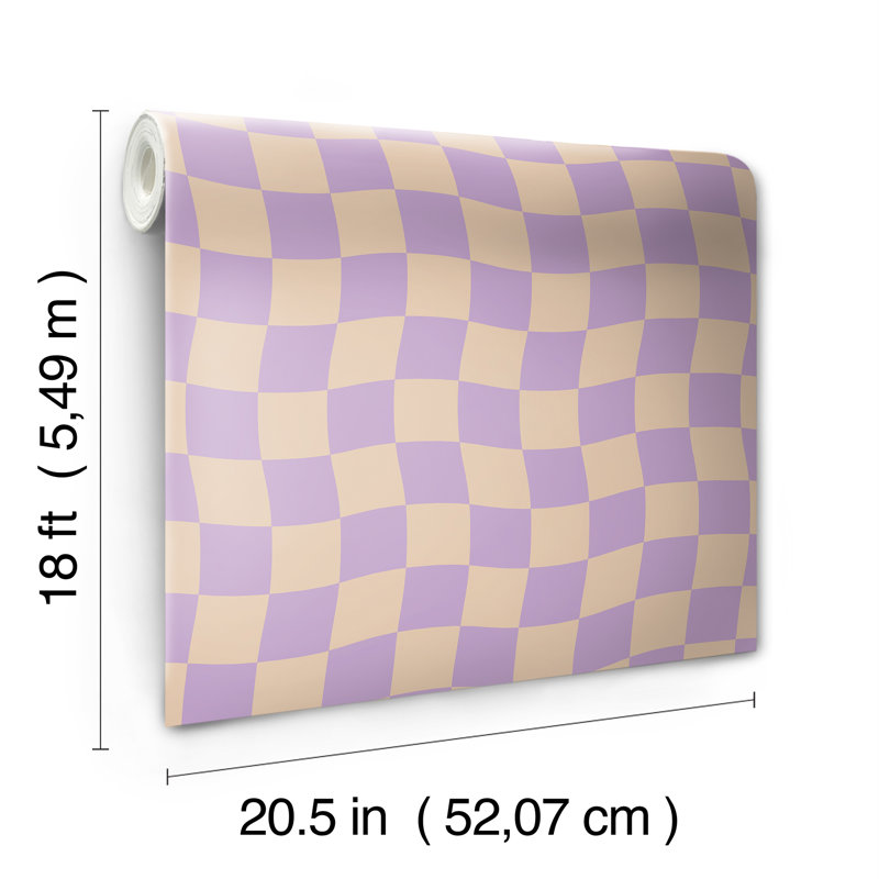 Papier peint adhésif à carreaux Groovy, Mauve
