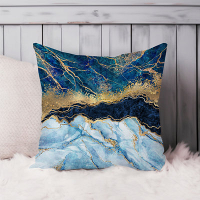 Abstract Luxe Geode Blue & Gold Crystals Geode Modern Agate