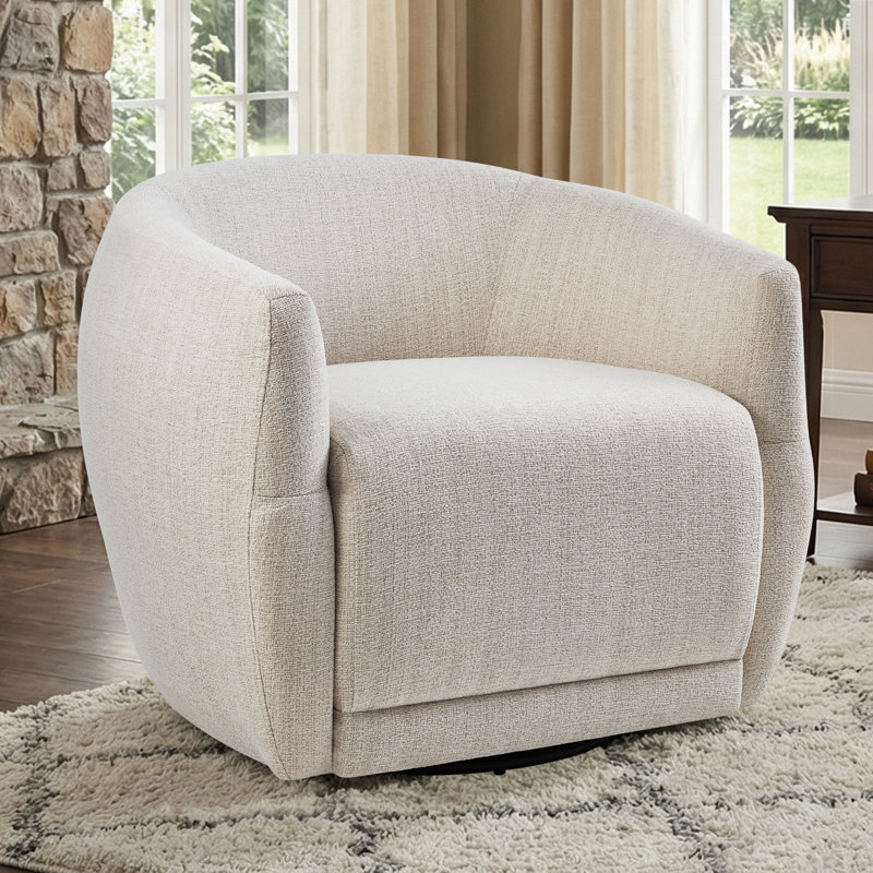 Fauteuil demi-tonneau pivotant en chenille de 33,5 po de largeur, fauteuil rembourré pivotant à 360 °, aucun assemblage requis