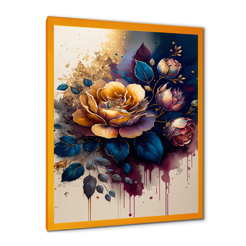 Abat-jour rose Design I - Abat-jour rose Design I - imprimé, H 32 po x l 24 po x P 1 po, Impression dorée sur toile encadrée