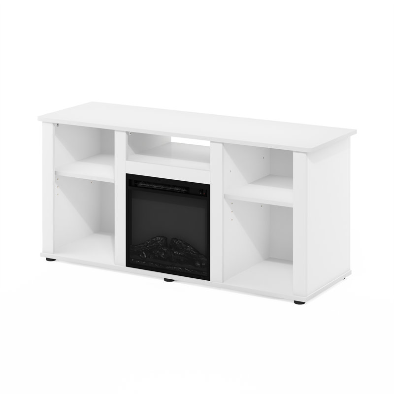 Crédence de rangement avec foyer électrique Beitske, Blanc uni