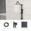 Système de douche 10 pouces noir mat. Barre coulissante de 26,3 po à 5 fonctions à main et à fixation murale. Installation facile. Pluie, massage, réglages de bulles. Inclut la tête, la douchette et le boyau. Nettoyer avec la buse. Système de garniture sans valve