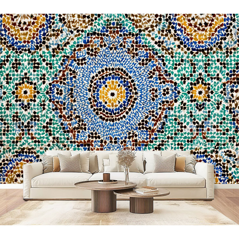 Papier peint adhésif à carreaux rétro marocain H 69 "x l 96", papier peint amovible en PVC auto-adhésif, L 96 po x l 69 po