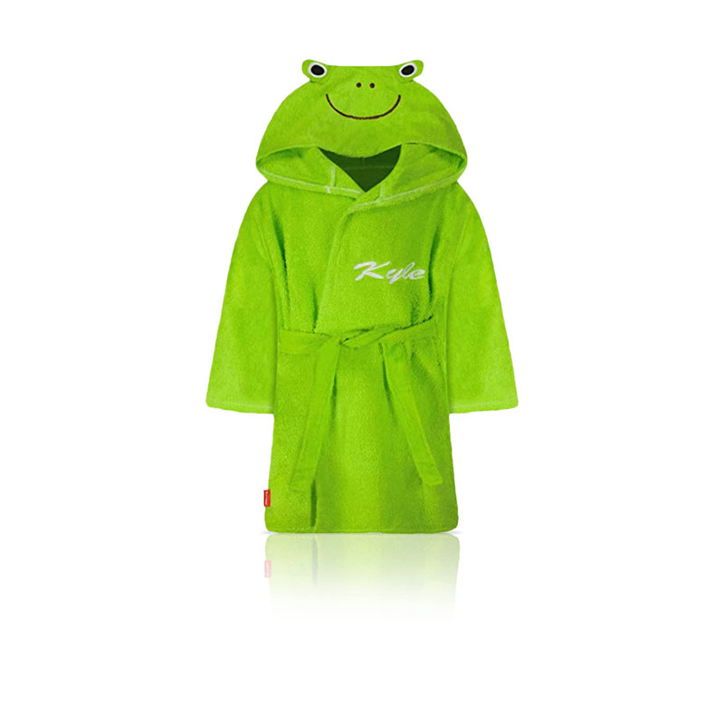 Plush Baby Ankle Bathrobe with Hood, L, Yes