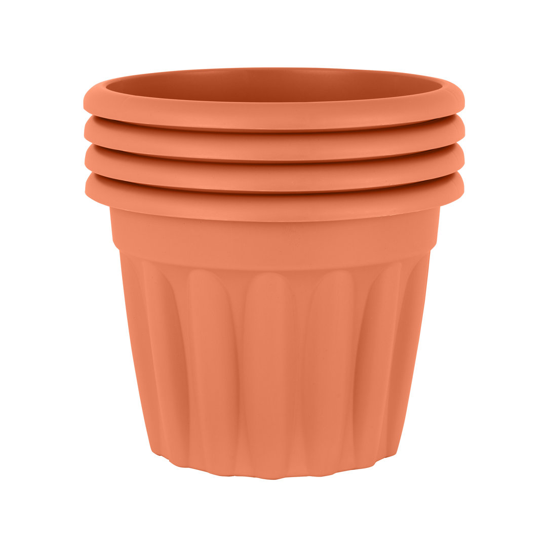 Wham Vista 40cm Round Planter Pack of 4 Terracotta