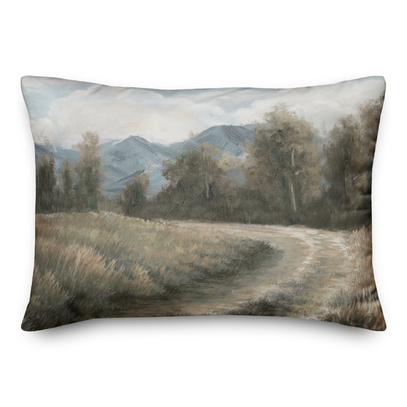 Coussin intérieur / extérieur Treeline Mountains Country Road