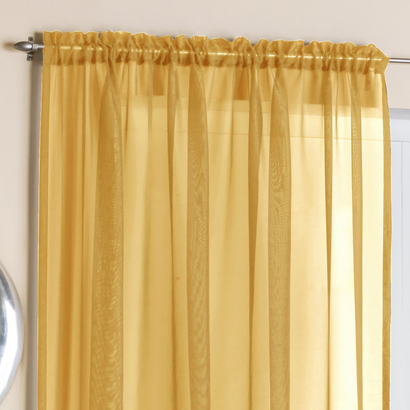 Morganne Sheer Curtain Single Panel, Width 145 x Drop 122 cm, Gold