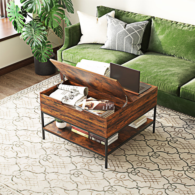 Table basse à plateau rabattable avec rangement