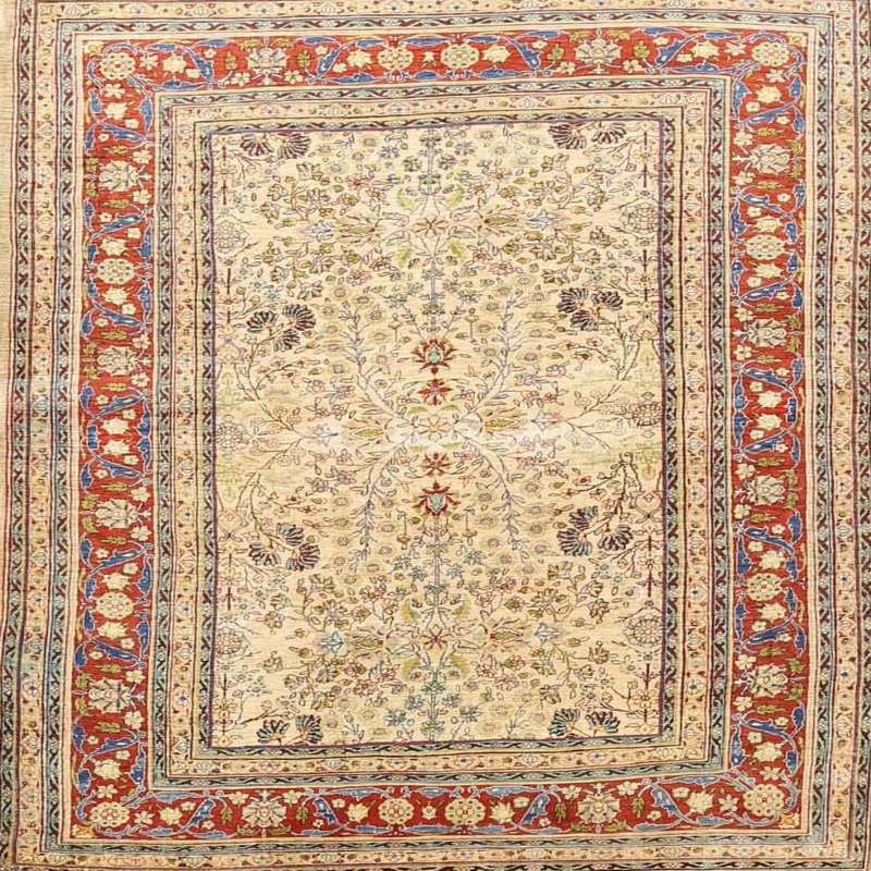 Tapis oriental rouge / beige, Carré 8 pi