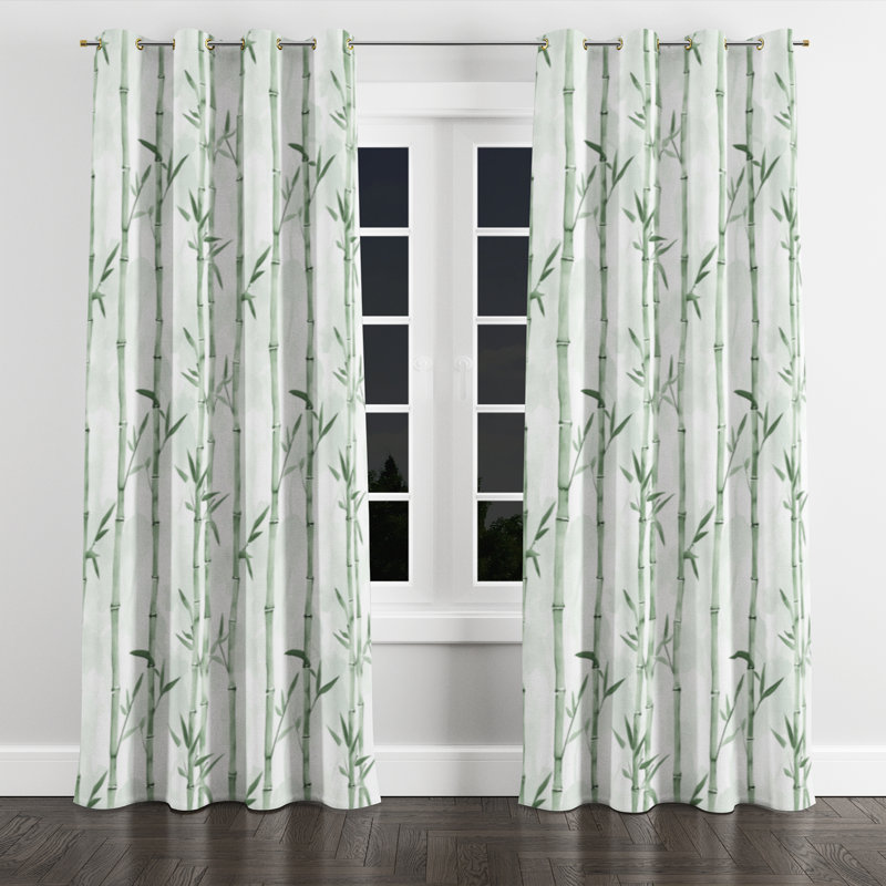 Rideaux de fenêtre Country Farmhouse - Rideau à œillets en bambou doux floral - 1 panneau, L 52 po x L 84 po, Œillets dorés
