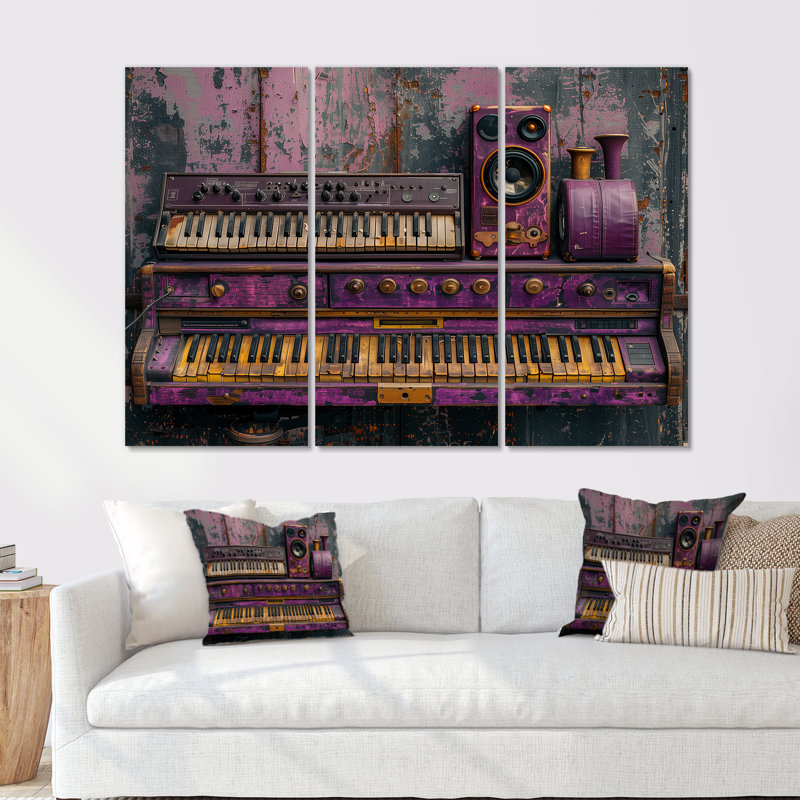 Ensemble de salon et clavier mauve doré, H 40 po x l 60 po x P 1 po