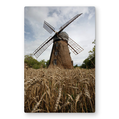 Windmill - Brown Landscapes Metal Print for Home Decor