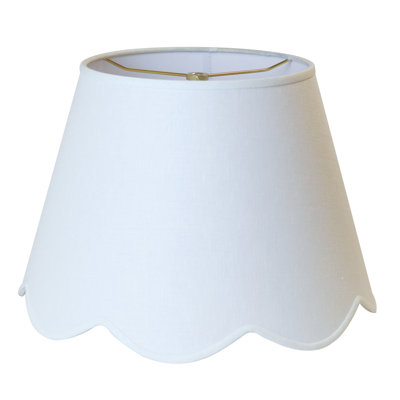 Scallop White Linen Shade – 12" Modern Hardback Lampshade