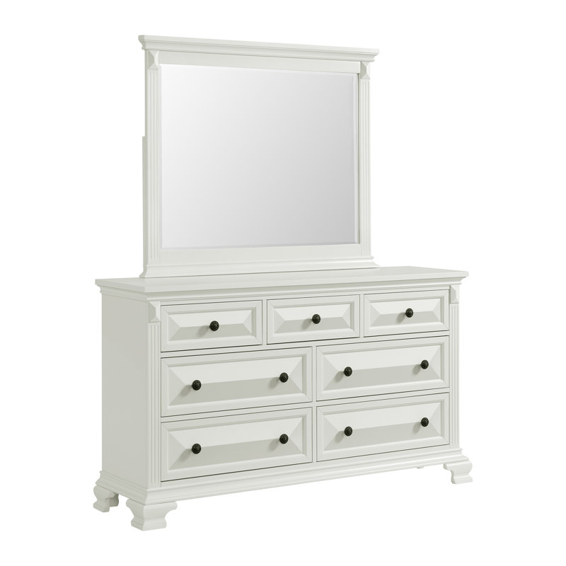 Ensemble commode et miroir, Blanc