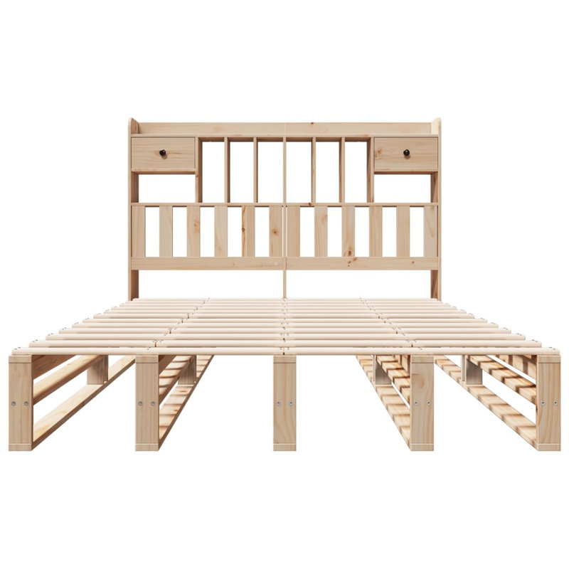 Fotou Solid Wood Bed, 25.5cm H x 200cm W x 140cm D, Brown