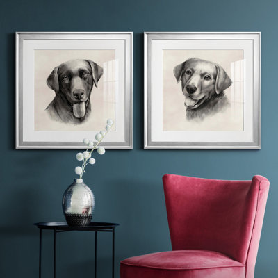 " Charcoal Labrador I " 2 - Pieces Painting Print