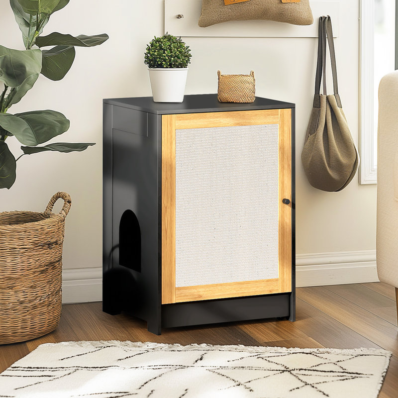 Enceinte de litière pour chat, armoire à litière cachée pour chat avec porte en sisal