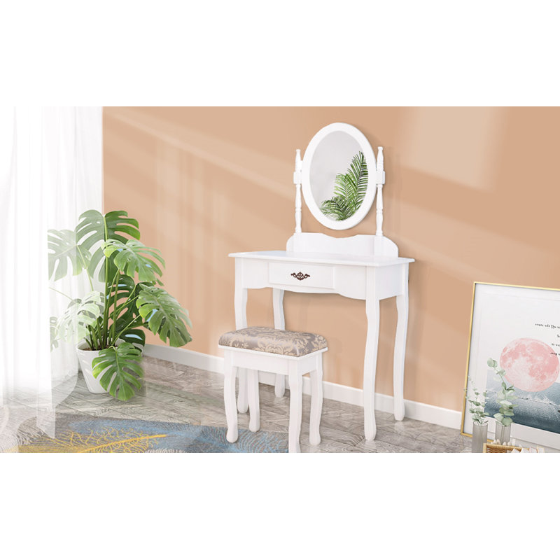 Ensemble de coiffeuse avec tabouret et miroir